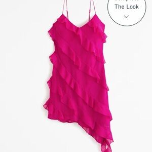 Abercrombie & Fitch Asymmetrical Pink Ruffle Dress